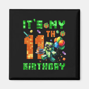 It's My 11th Birthday Pixel Number Video Game Game Magnet