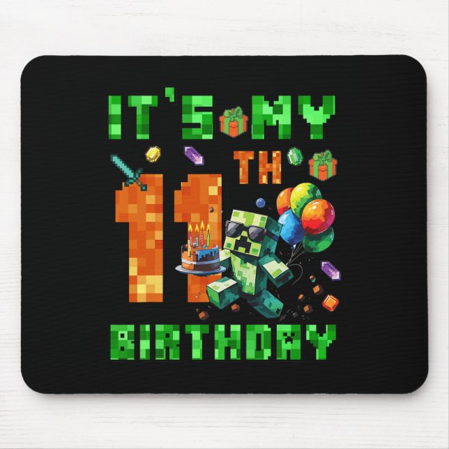 It's My 11th Birthday Pixel Number Video Game Game Mouse Mat (Front)