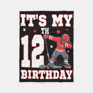It's My 12th Birthday Boy Ice Hockey Dabbing 12 Ye Fleece Blanket