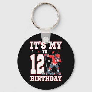It's My 12th Birthday Boy Ice Hockey Dabbing 12 Ye Key Ring