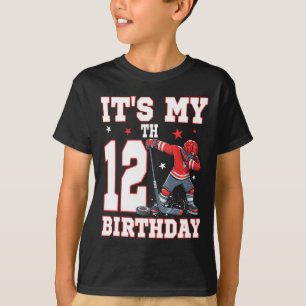 It's My 12th Birthday Boy Ice Hockey Dabbing 12 Ye T-Shirt