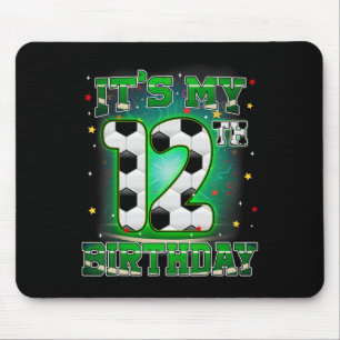 Its My 12th Birthday Boy Soccer 12 Years Old Party Mouse Mat