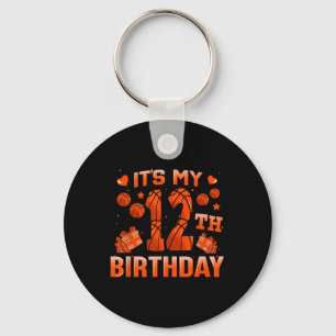It's My 12th Birthday Bysketbyll Boys Girls 12 Yea Key Ring