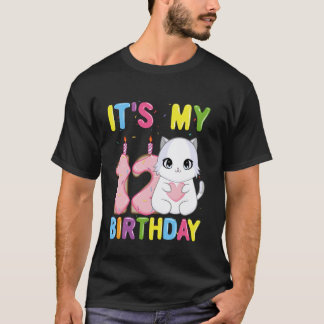 It's My 12th Birthday Girl 12 Year Old Ragdoll Cat T-Shirt