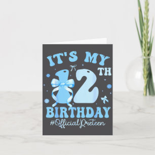 It's My 12th Birthday Girl Coquette Bow Blue 12 Ye Card