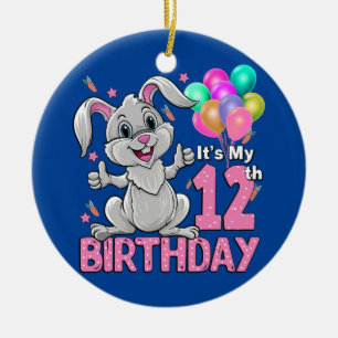 It's My 12th Birthday Rabbit 12th Birthday 12 Ceramic Tree Decoration