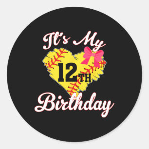 It's My 12th Birthday Softll Girl 12 Years Old Classic Round Sticker