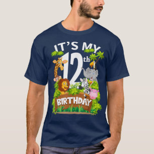 It's My 12th Birthday Zoo Animal Cute 12 Year Old T-Shirt