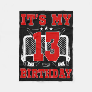 It's My 13th Birthday Girl Ice Hockey Theme 13 Yea Fleece Blanket