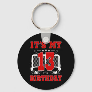 It's My 13th Birthday Girl Ice Hockey Theme 13 Yea Key Ring