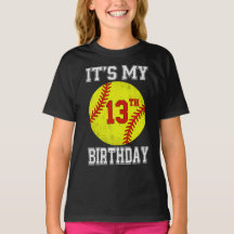 It's My 13th Birthday Girl Softball 13 Year Old