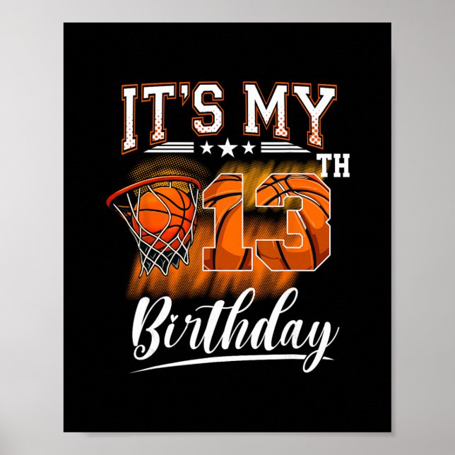 It's My 13th Birthday Sketll Theme 13 Years Old Bi Poster (Front)