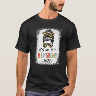 It's My 15th Birthday Girl Leopard Messy Bun 15 Ye T-Shirt