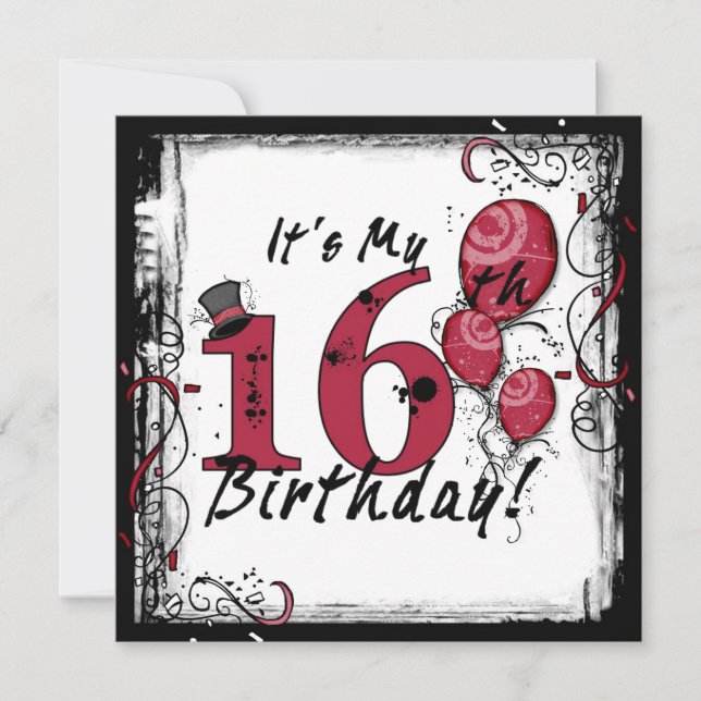It's my 16th birthday party grunge invitations (Front)