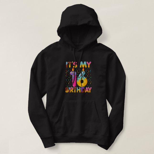 It's My 16th Birthday Sweet Doughnut 16 Years Old  Hoodie (Design Front)