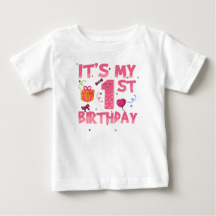 It's My 1st Birthday Cute Pink Baby T-Shirt