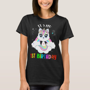 It's My 1st Birthday Cute Rainbow Unicorn Cat Kids T-Shirt