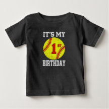 It's My 1st Birthday Girl Softball 1 Year Old