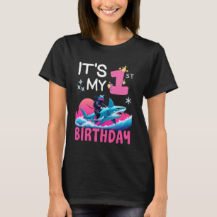 It's My 1st Birthday Ninja Cat Riding Shark One Ye T-Shirt