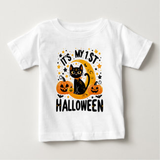 It's My 1st Halloween Pumpkin Black Cat  Baby T-Shirt