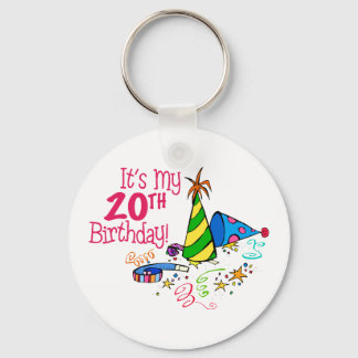 It's My 20th Birthday (Party Hats) Key Ring