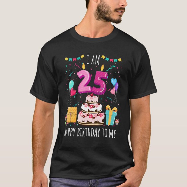 It's My 25th Birthday Cake Candle 25 Year Old Girl T-Shirt (Front)