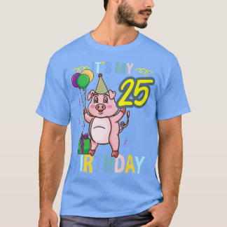 Its My 25th Birthday Cute Pig Premium 3314  T-Shirt
