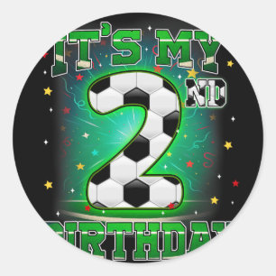 Its My 2nd Birthday Boys Soccer 2 Years Old Party Classic Round Sticker