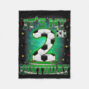Its My 2nd Birthday Boys Soccer 2 Years Old Party Fleece Blanket