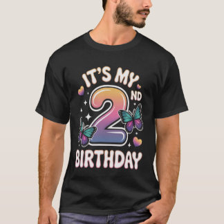 Its My 2nd Birthday Butterfly Gifts for Boys Girls T-Shirt
