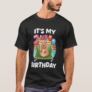 It's My 2nd Birthday Cute Capybara Second Bday Par T-Shirt