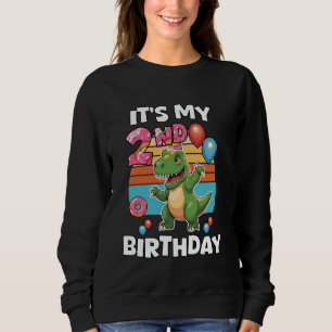 It's My 2nd Birthday Cute T-Rex Dinosaur Second Bd Sweatshirt