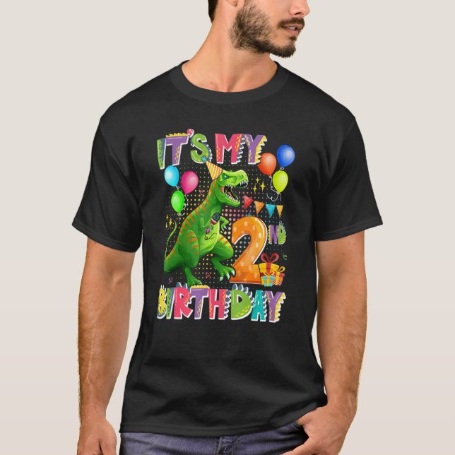It's My 2nd Birthday Dinosaur Boys Kids  Birthday T-Shirt (Front)