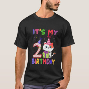 It's My 2nd Birthday Girl Cute Cat Birthday 2 Year T-Shirt