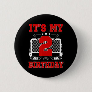 It's My 2nd Birthday Girl Ice Hockey Theme 2 Year  6 Cm Round Badge