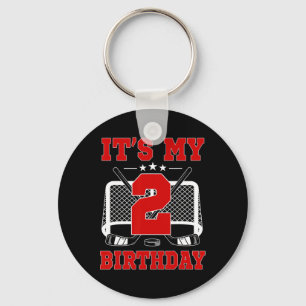 It's My 2nd Birthday Girl Ice Hockey Theme 2 Year Key Ring
