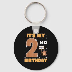 Its My 2nd Birthday Groundhog Day 2 Years Old Girl Key Ring