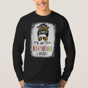 It's My 37th Birthday Girl Leopard Messy Bun 37 Ye T-Shirt