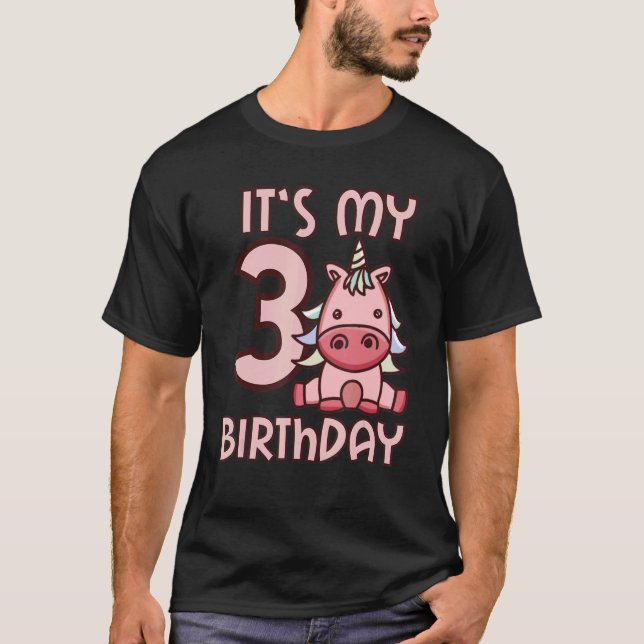 It's My 3rd Birthday Cute 3 Years Old Birthday Par T-Shirt (Front)