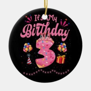 It's My 3rd Birthday Doughnut Happy 3 Years Old Ceramic Tree Decoration