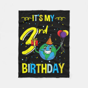 Its My 3rd Birthday Earth Day Fleece Blanket
