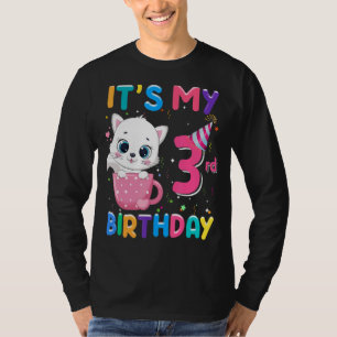 It's My 3rd Birthday Girl  Cat Birthday 3 Year Old T-Shirt