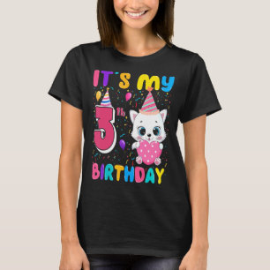 It's My 3rd Birthday Girl Cat Heart Happy 3 Years T-Shirt
