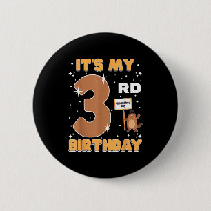Its My 3rd Birthday Groundhog Day 3 Years Old Girl 6 Cm Round Badge