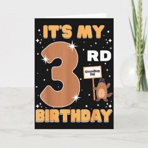 Its My 3rd Birthday Groundhog Day 3 Years Old Girl Card