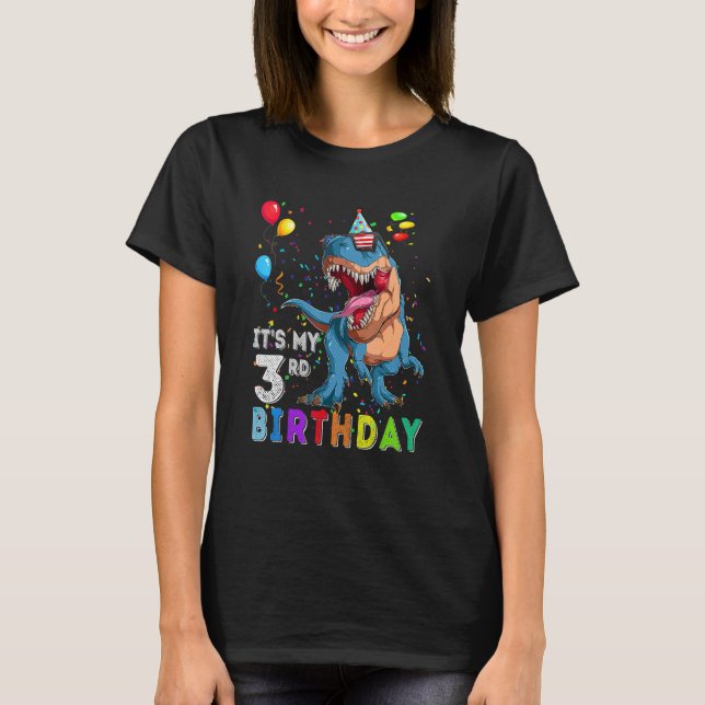 It's My 3rd Birthday Happy 3 Years Dinosaur Rex Bd T-Shirt (Front)