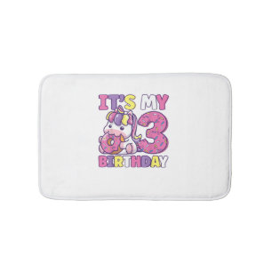 It's My 3rd Birthday Party Cute Girls Doughnut Bir Bath Mat