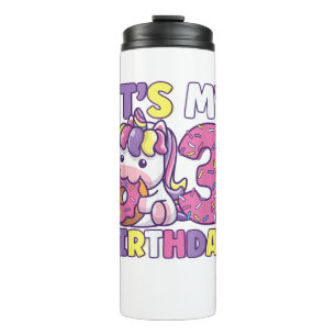 It's My 3rd Birthday Party Cute Girls Doughnut Bir Thermal Tumbler