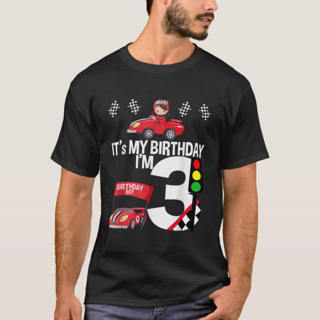 Its My 3rd Birthday Race Car Theme Birthday 3 Yrs  T-Shirt (Front)