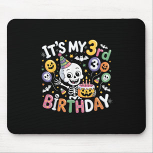 Its My 3rd Birthday Skeleton Halloween Toddler Boy Mouse Mat